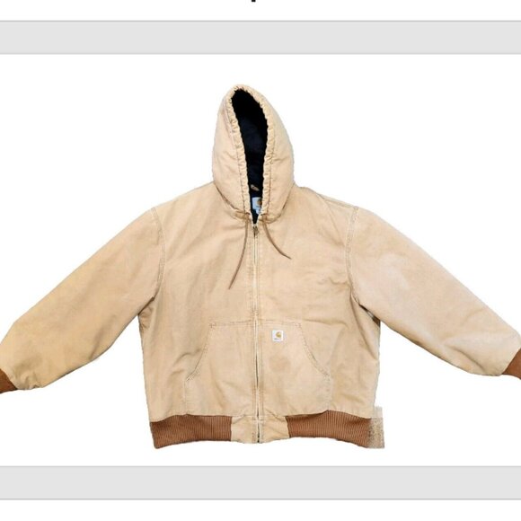 Carhartt J140 Duck Canvas Hooded Quilt Lined Heavy Work Zip Jacket Coat - Picture 16 of 16